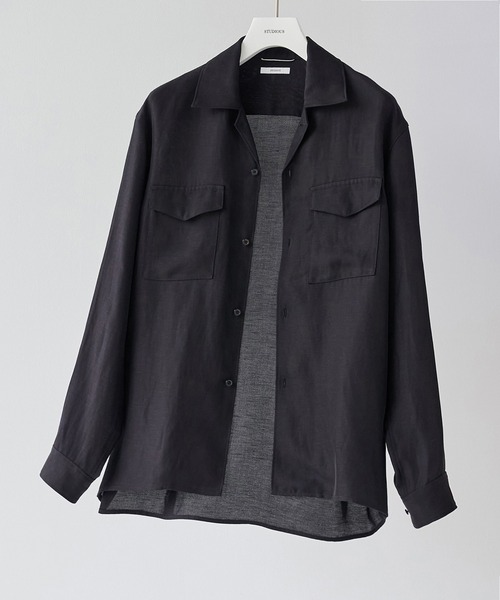 STUDIOUS（ステュディオス）の「【STUDIOUS】Noseason Linen Open Shirts（シャツ/ブラウス・メンズ・アイボリー/ブラウン/ブラック・1/2/3）」の4枚目の写真
