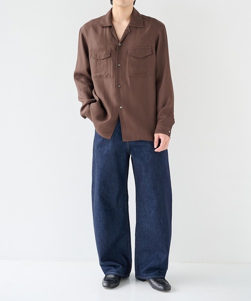 STUDIOUS（ステュディオス）の「【STUDIOUS】Noseason Linen Open Shirts（シャツ/ブラウス・メンズ・アイボリー/ブラウン/ブラック・1/2/3）」の20枚目の写真