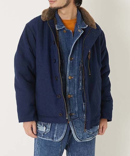 BLUE BLUE(ブルーブルー)の「インディゴバックサテン デッキジャケット(その他アウター・メンズ・ブルー・S/M/L/XL)」の2枚目の写真