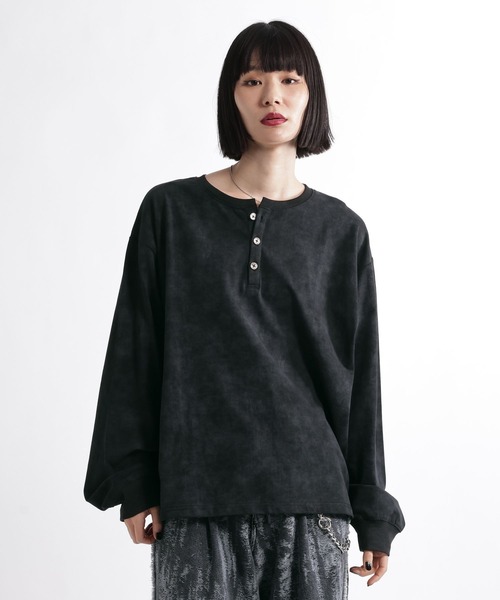 HARE(ハレ)の「ピグメントバックプリントヘンリーネックカット(HARE)(Tシャツ/カットソー・メンズ・ブラウン/グレー/ブラック・FREE)」の15枚目の写真