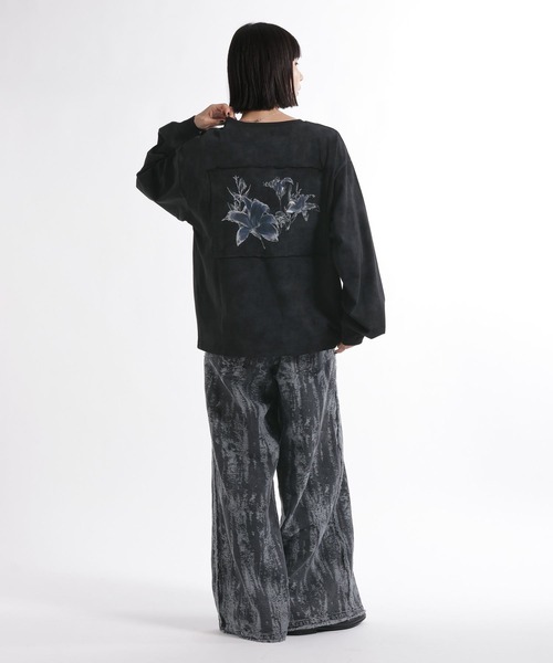 HARE(ハレ)の「ピグメントバックプリントヘンリーネックカット(HARE)(Tシャツ/カットソー・メンズ・ブラウン/グレー/ブラック・FREE)」の6枚目の写真