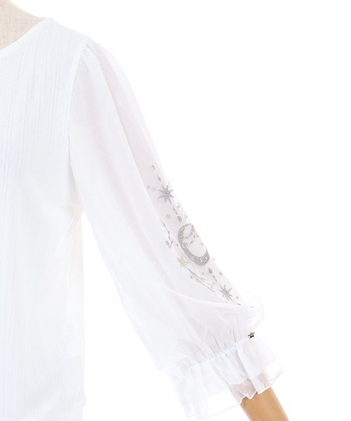 axes femme（アクシーズファム）の「メテオール刺繍袖プルオーバー（Tシャツ/カットソー・レディース・ネイビー/ブラック/ホワイト・FREE）」の20枚目の写真