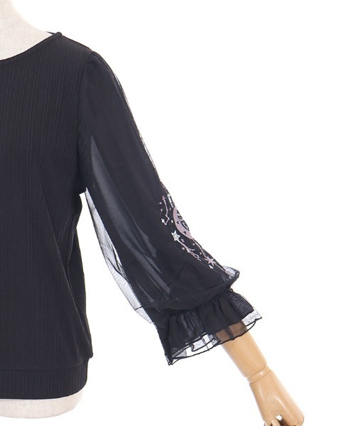 axes femme（アクシーズファム）の「メテオール刺繍袖プルオーバー（Tシャツ/カットソー・レディース・ネイビー/ブラック/ホワイト・FREE）」の15枚目の写真