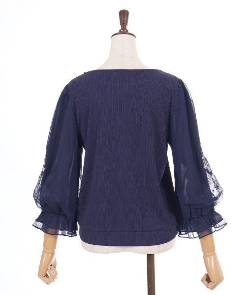 axes femme（アクシーズファム）の「メテオール刺繍袖プルオーバー（Tシャツ/カットソー・レディース・ネイビー/ブラック/ホワイト・FREE）」の18枚目の写真