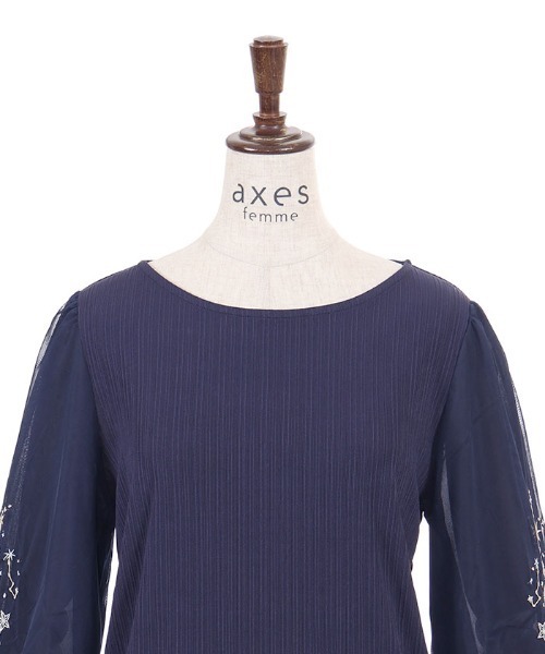axes femme（アクシーズファム）の「メテオール刺繍袖プルオーバー（Tシャツ/カットソー・レディース・ネイビー/ブラック/ホワイト・FREE）」の9枚目の写真