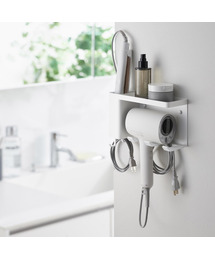tower（タワー）の「壁付けドライヤー&ヘアーアイロンホルダー タワー トレー付き（バス/トイレグッズ）」