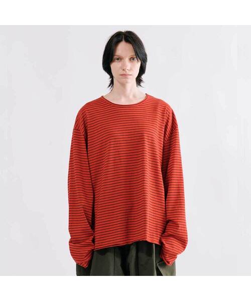 SMITHARMOR（スミスアモー）の「ストライプヴィンテージロングスリーブオーバーサイズTシャツ_3カラー（Tシャツ/カットソー・レディース・ブラック/レッド/ホワイト・FREE）」の3枚目の写真