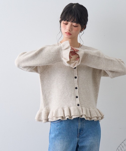NOGLE（ノグル）の「【NOGLE/ノグル】フリルスリーブウールニットカーディガン（カーディガン/ボレロ・レディース・グレー/ブラック/アイボリー・FREE）」の10枚目の写真