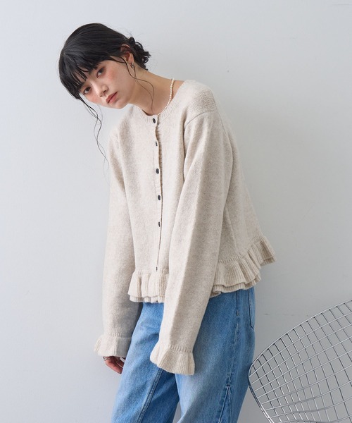 NOGLE（ノグル）の「【NOGLE/ノグル】フリルスリーブウールニットカーディガン（カーディガン/ボレロ・レディース・グレー/ブラック/アイボリー・FREE）」の13枚目の写真