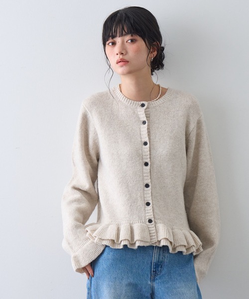 NOGLE（ノグル）の「【NOGLE/ノグル】フリルスリーブウールニットカーディガン（カーディガン/ボレロ・レディース・グレー/ブラック/アイボリー・FREE）」の9枚目の写真