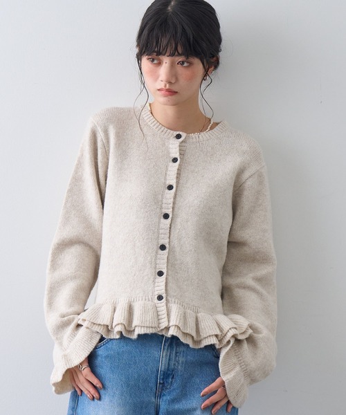 NOGLE（ノグル）の「【NOGLE/ノグル】フリルスリーブウールニットカーディガン（カーディガン/ボレロ・レディース・グレー/ブラック/アイボリー・FREE）」の12枚目の写真