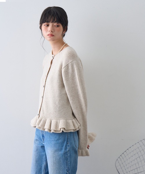 NOGLE（ノグル）の「【NOGLE/ノグル】フリルスリーブウールニットカーディガン（カーディガン/ボレロ・レディース・グレー/ブラック/アイボリー・FREE）」の11枚目の写真