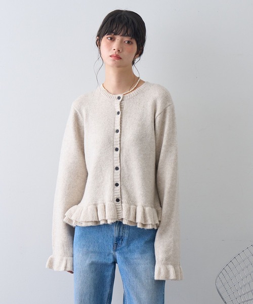NOGLE（ノグル）の「【NOGLE/ノグル】フリルスリーブウールニットカーディガン（カーディガン/ボレロ・レディース・グレー/ブラック/アイボリー・FREE）」の5枚目の写真