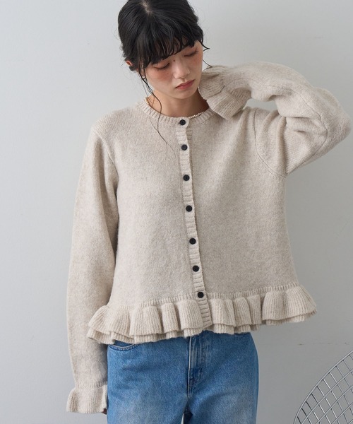 NOGLE（ノグル）の「【NOGLE/ノグル】フリルスリーブウールニットカーディガン（カーディガン/ボレロ・レディース・グレー/ブラック/アイボリー・FREE）」の6枚目の写真