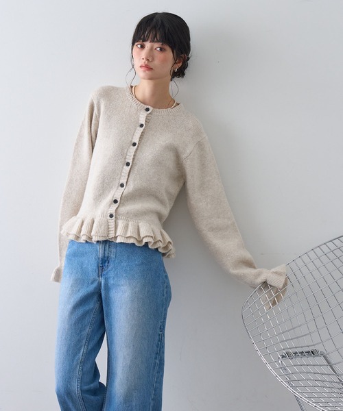 NOGLE（ノグル）の「【NOGLE/ノグル】フリルスリーブウールニットカーディガン（カーディガン/ボレロ・レディース・グレー/ブラック/アイボリー・FREE）」の7枚目の写真