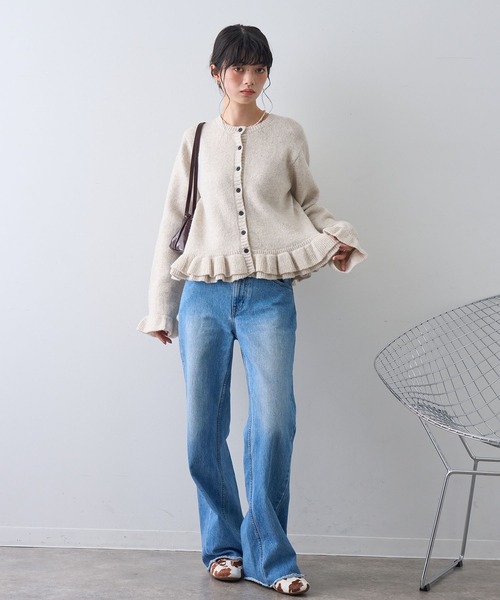 NOGLE（ノグル）の「【NOGLE/ノグル】フリルスリーブウールニットカーディガン（カーディガン/ボレロ・レディース・グレー/ブラック/アイボリー・FREE）」の14枚目の写真