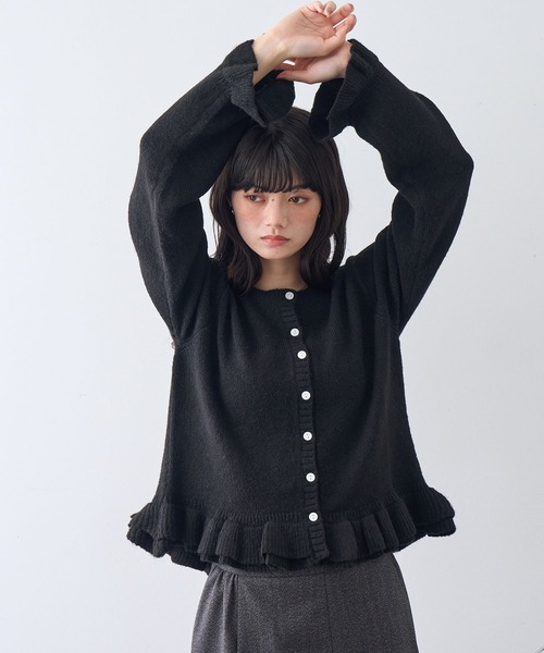 NOGLE（ノグル）の「【NOGLE/ノグル】フリルスリーブウールニットカーディガン（カーディガン/ボレロ・レディース・グレー/ブラック/アイボリー・FREE）」の18枚目の写真