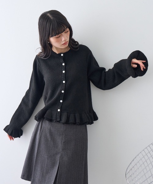 NOGLE（ノグル）の「【NOGLE/ノグル】フリルスリーブウールニットカーディガン（カーディガン/ボレロ・レディース・グレー/ブラック/アイボリー・FREE）」の16枚目の写真