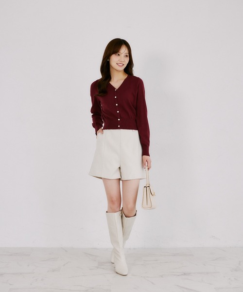 tocco closet(トッコ クローゼット)の「シルクプロテインVネックショート丈カーディガン(カーディガン/ボレロ・レディース・ブラック/ボルドー/アイボリー/モカ・M)」の10枚目の写真