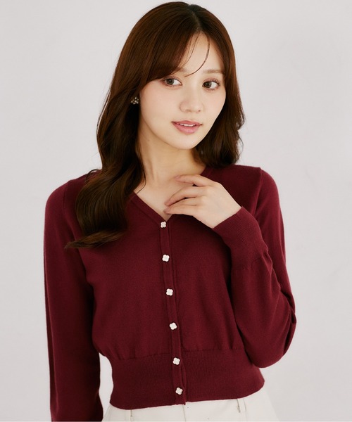 tocco closet(トッコ クローゼット)の「シルクプロテインVネックショート丈カーディガン(カーディガン/ボレロ・レディース・ブラック/ボルドー/アイボリー/モカ・M)」の13枚目の写真