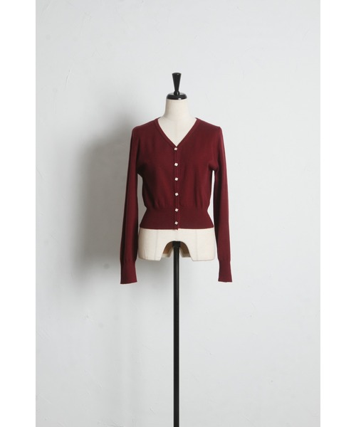 tocco closet(トッコ クローゼット)の「シルクプロテインVネックショート丈カーディガン(カーディガン/ボレロ・レディース・ブラック/ボルドー/アイボリー/モカ・M)」の18枚目の写真