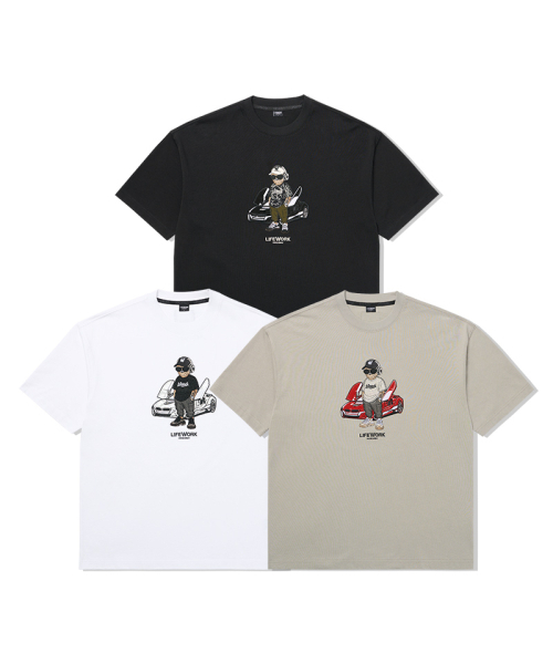 LIFE WORK(ライフワーク)の「共用) スーパーカー ヒップドッグ 半袖Tシャツ(Tシャツ/カットソー・メンズ・ホワイト/ライトグレー/ブラック・SMALL/MEDIUM/LARGE)」の4枚目の写真