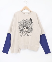 163657:スカラーちゃん 袖バイカラー切替Tシャツ