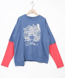 163657:スカラーちゃん 袖バイカラー切替Tシャツ