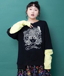 163657:スカラーちゃん 袖バイカラー切替Tシャツ
