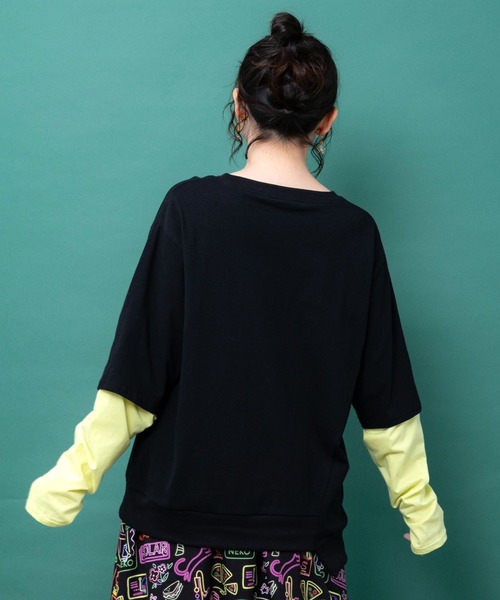 ScoLar(スカラー)の「163657:スカラーちゃん 袖バイカラー切替Tシャツ(Tシャツ/カットソー・レディース・グレー/ブルー/ブラック・M)」の7枚目の写真