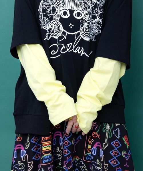 ScoLar(スカラー)の「163657:スカラーちゃん 袖バイカラー切替Tシャツ(Tシャツ/カットソー・レディース・グレー/ブルー/ブラック・M)」の10枚目の写真