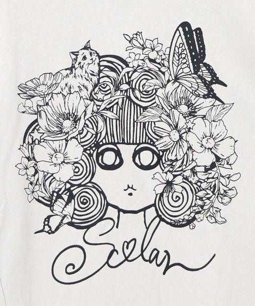 ScoLar(スカラー)の「163657:スカラーちゃん 袖バイカラー切替Tシャツ(Tシャツ/カットソー・レディース・グレー/ブルー/ブラック・M)」の12枚目の写真