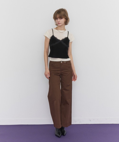 Rohwel(ローウェル)の「Velour Short Sleeve Top / ベロアショートスリーブトップス(Tシャツ/カットソー・レディース・ホワイト/ブラック/ブラウン・FREE)」の12枚目の写真