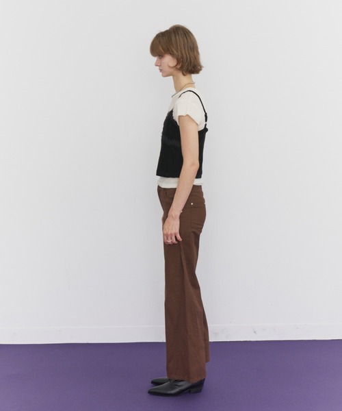 Rohwel(ローウェル)の「Velour Short Sleeve Top / ベロアショートスリーブトップス(Tシャツ/カットソー・レディース・ホワイト/ブラック/ブラウン・FREE)」の13枚目の写真