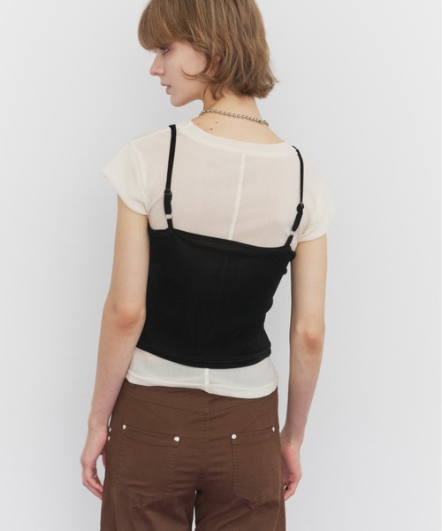 Rohwel(ローウェル)の「Velour Short Sleeve Top / ベロアショートスリーブトップス(Tシャツ/カットソー・レディース・ホワイト/ブラック/ブラウン・FREE)」の7枚目の写真