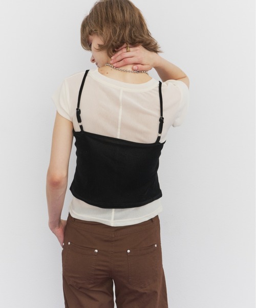 Rohwel(ローウェル)の「Velour Short Sleeve Top / ベロアショートスリーブトップス(Tシャツ/カットソー・レディース・ホワイト/ブラック/ブラウン・FREE)」の8枚目の写真