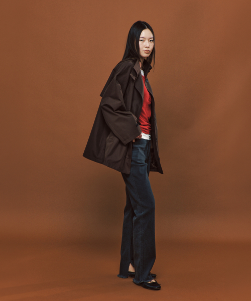 PLAC WOMEN（プレイス・ウィメン）の「ラグラン ハイネック ハーフ トレンチコート ブラウン（トレンチコート・レディース・ブラウン・FREE）」の3枚目の写真