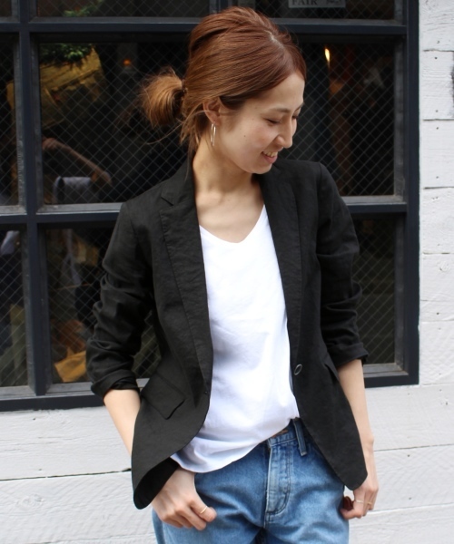 FRAMeWORK（フレームワーク）の「Li/Pu テーラージャケット◆（テーラードジャケット・レディース・ホワイト/ブラック/ベージュ・36/40/38）」の2枚目の写真