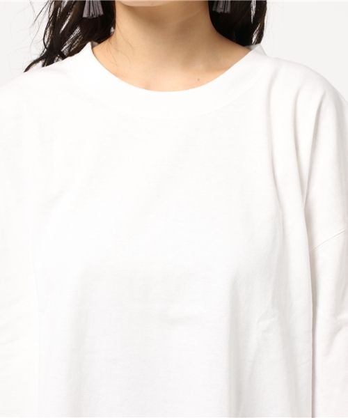MOUSSY（マウジー）の「BIG SQUARE TEE J（Tシャツ/カットソー・レディース・ブラウン/ネイビー/オフホワイト・FREE）」の7枚目の写真
