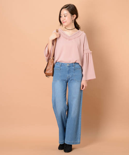 mystic（ミスティック）の「フリンジレーステープ付ブラウス（シャツ/ブラウス・レディース・ブラック/ピンク/モカ/グレー/オフホワイト・ﾌﾘ-）」の14枚目の写真