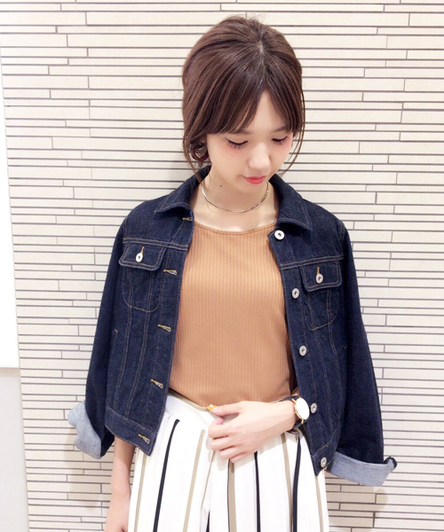 mysty woman（ミスティウーマン）の「ベアテレコ編み上げ２WAYロンT（Tシャツ/カットソー・レディース・キャメル/レッド系その他/ブラック/オフホワイト・FREE）」の14枚目の写真