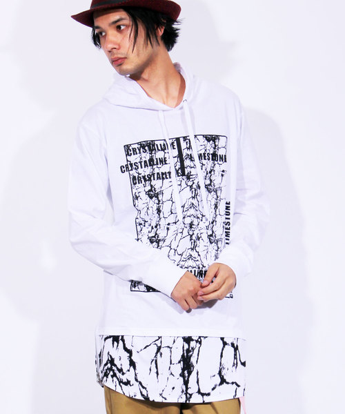 ８(eight)（エイト）の「大理石 プルオーバー パーカー スウェット（パーカー・メンズ・ホワイト/ブラック・MEDIUM/LARGE）」の2枚目の写真