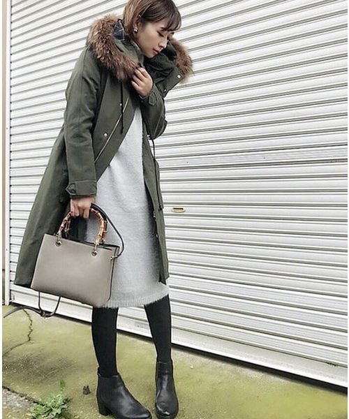 panasea（パナシア）の「シャギーヤーンハイネックロングニットワンピース（ワンピース・レディース・カーキ/グレー/ブラック・FREE）」の2枚目の写真