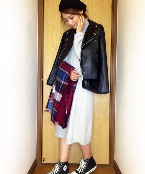 panasea（パナシア）の「シャギーヤーンハイネックロングニットワンピース（ワンピース・レディース・カーキ/グレー/ブラック・FREE）」の17枚目の写真