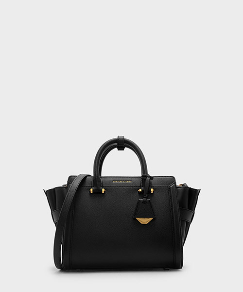 CHARLES & KEITH(チャールズ & キース)の「ストラクチャードトラペーズバッグ / STRUCTURED TRAPEZE BAG(ハンドバッグ・レディース・ブラック/バーガンディー・L)」の2枚目の写真