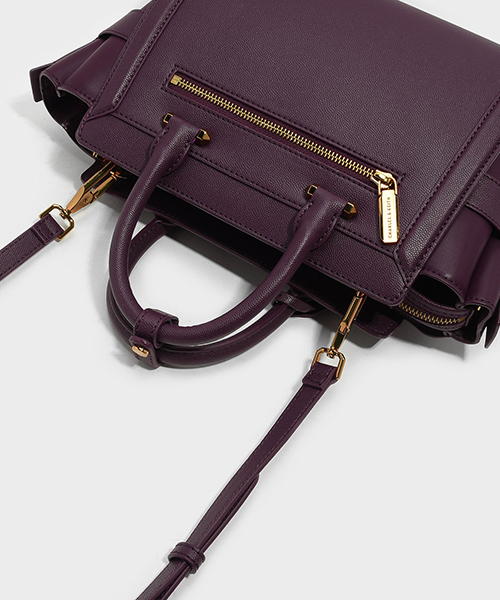 CHARLES & KEITH(チャールズ & キース)の「ストラクチャードトラペーズバッグ / STRUCTURED TRAPEZE BAG(ハンドバッグ・レディース・ブラック/バーガンディー・L)」の5枚目の写真