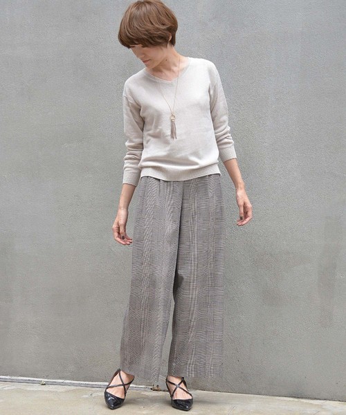 un dix cors（アンディコール）の「カシミヤ混Vネックニット（ニット/セーター・レディース・ライトブルー/ベージュ/ピンク/イエロー/グリーン/ラベンダー/ライトベージュ/ブルー・ﾌﾘ-）」の21枚目の写真