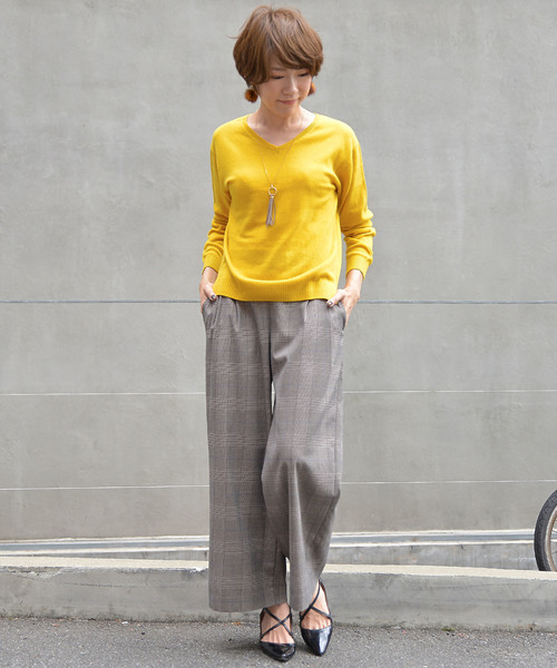 un dix cors（アンディコール）の「カシミヤ混Vネックニット（ニット/セーター・レディース・ライトブルー/ベージュ/ピンク/イエロー/グリーン/ラベンダー/ライトベージュ/ブルー・ﾌﾘ-）」の18枚目の写真