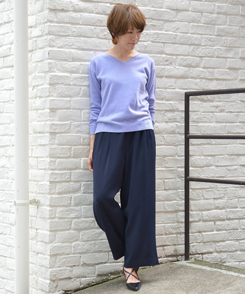 un dix cors（アンディコール）の「カシミヤ混Vネックニット（ニット/セーター・レディース・ライトブルー/ベージュ/ピンク/イエロー/グリーン/ラベンダー/ライトベージュ/ブルー・ﾌﾘ-）」の15枚目の写真