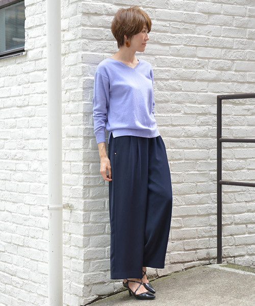 un dix cors（アンディコール）の「カシミヤ混Vネックニット（ニット/セーター・レディース・ライトブルー/ベージュ/ピンク/イエロー/グリーン/ラベンダー/ライトベージュ/ブルー・ﾌﾘ-）」の20枚目の写真